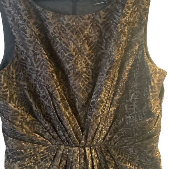 Pre Owned Women’s Max Cleo Zip Sleeveless Dress Gold Black Size 14 Festive Fun - Picture 11 of 12